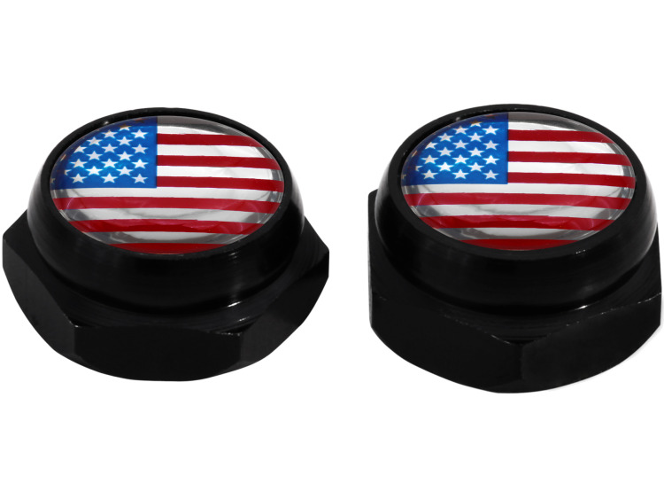 Nietenkappen f&uuml;r Nummernschilder Amerikanische Flagge USA Vereinigte Staaten (schwarz)