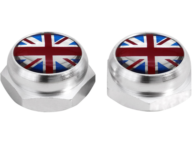 Nietenkappen f&uuml;r Nummernschilder Britische Flagge Gro&szlig;britannien UK (silber)