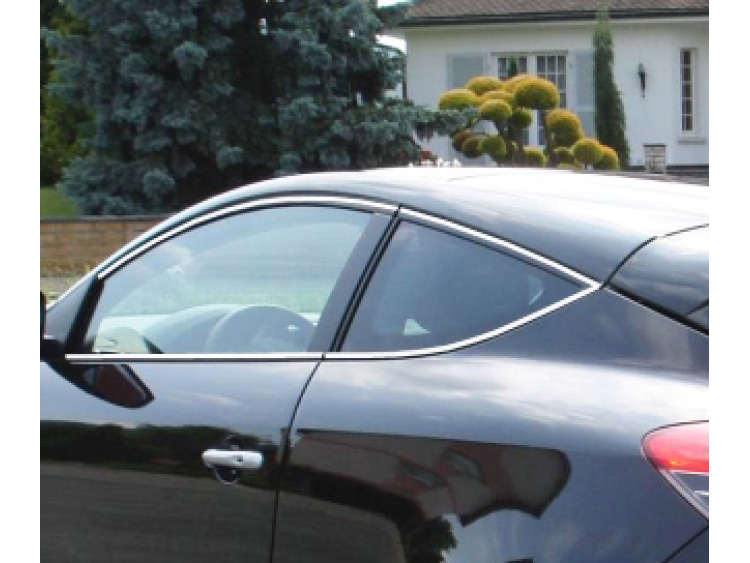 Zier-Chromleiste f&uuml;r seitliche Autofensterkonturen Renault M&eacute;gane III coup&eacute; 08-12 Renault M&eacute;gane III phase 2 coup&eacute; 12-13 Renault M&eacute;gane III phase 3 coup&eacute; 13-21